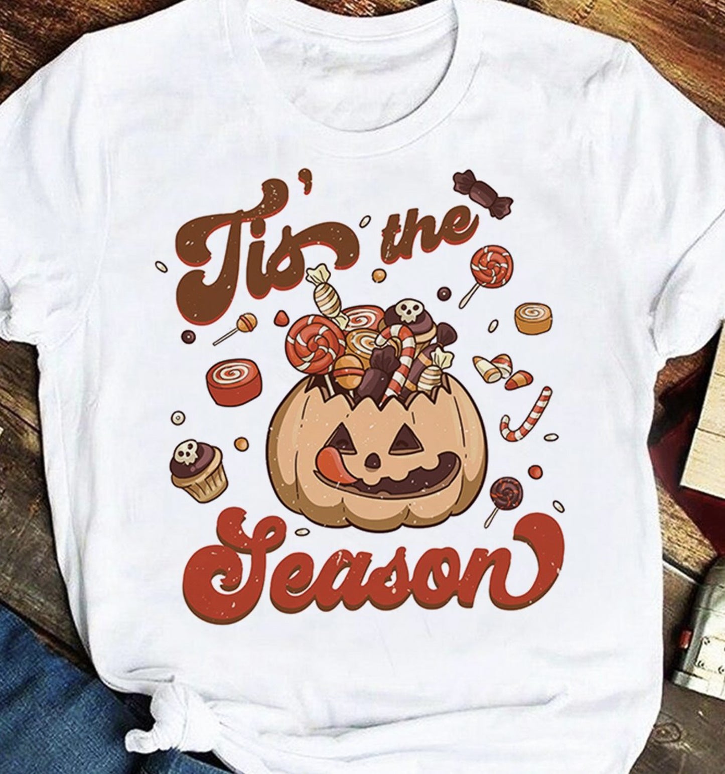 Tis' The Season Jack-O-Lantern Full Of Candy Tee