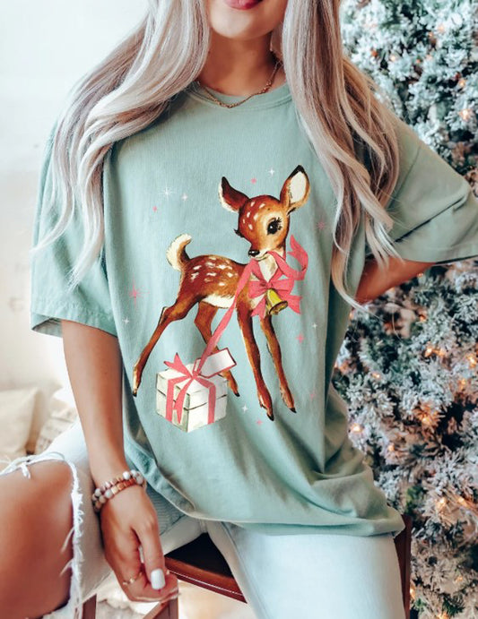 Vintage Deer With Gift Tee