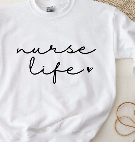 Nurse Life Heart Crew Sweatshirt