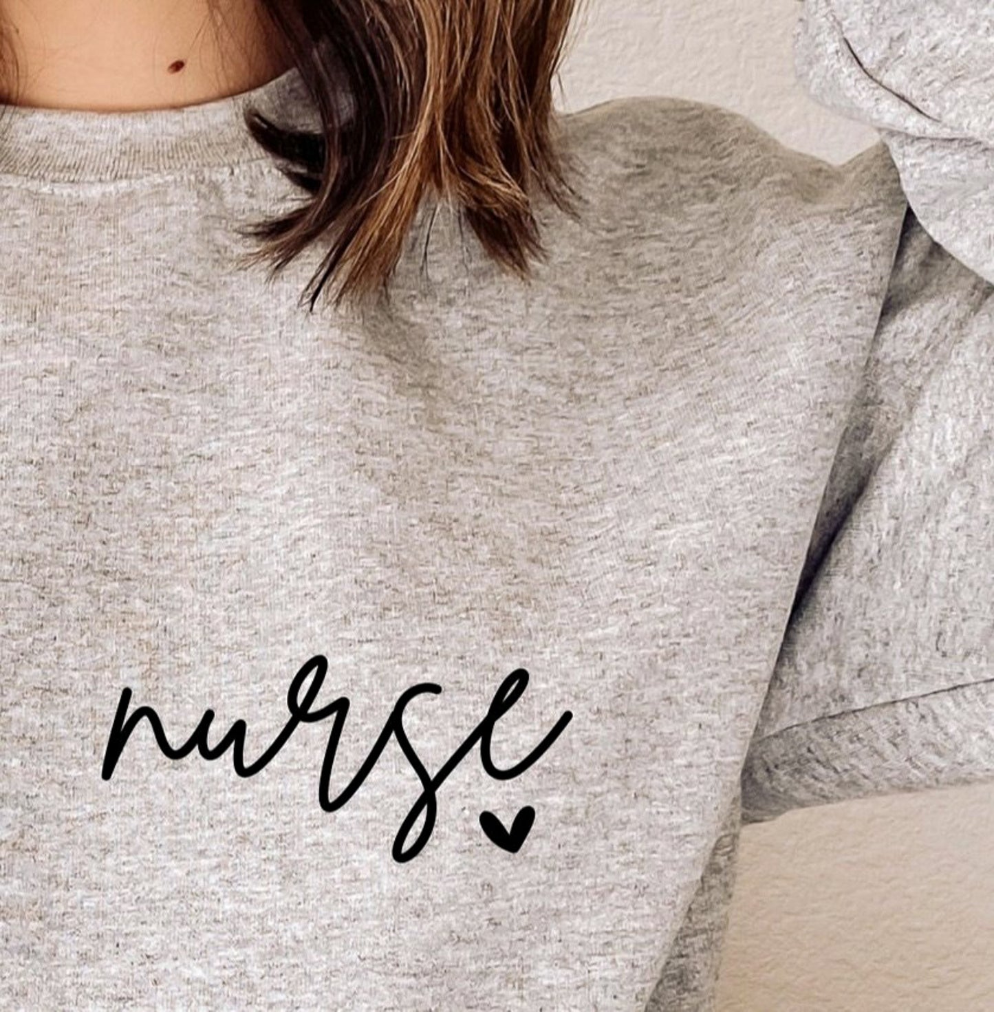 Nurse Heart Pocket Logo Crew Sweatshirt