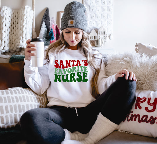Santa's Favorite Nurse Crew Sweatshirt