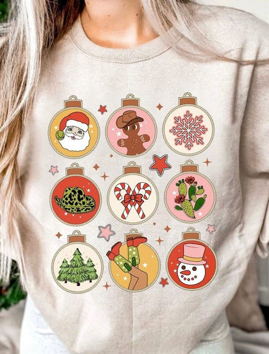 9 Christmas Ornaments Crew Sweatshirt