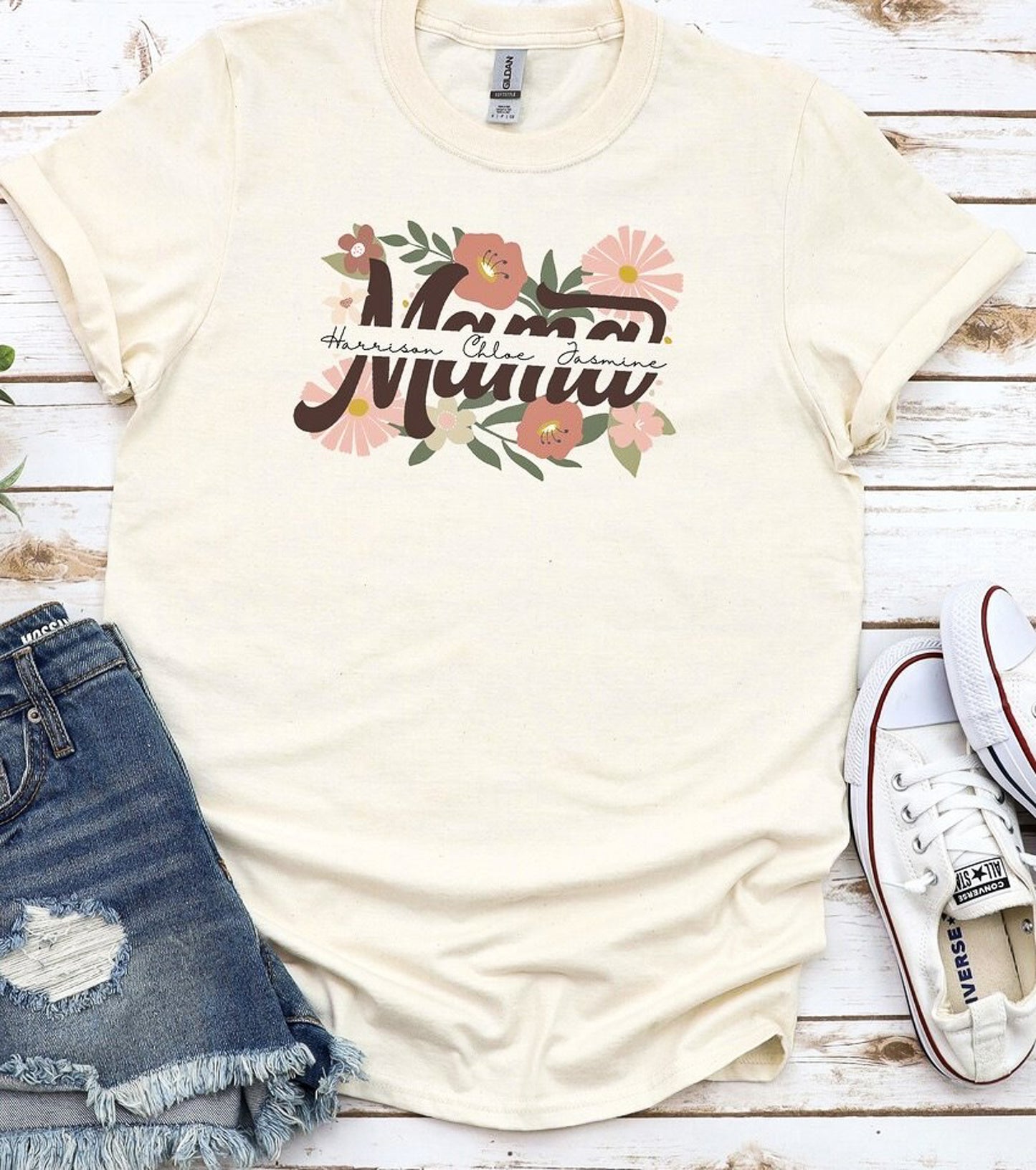 Bella Personalized Boho Floral Mama Tees