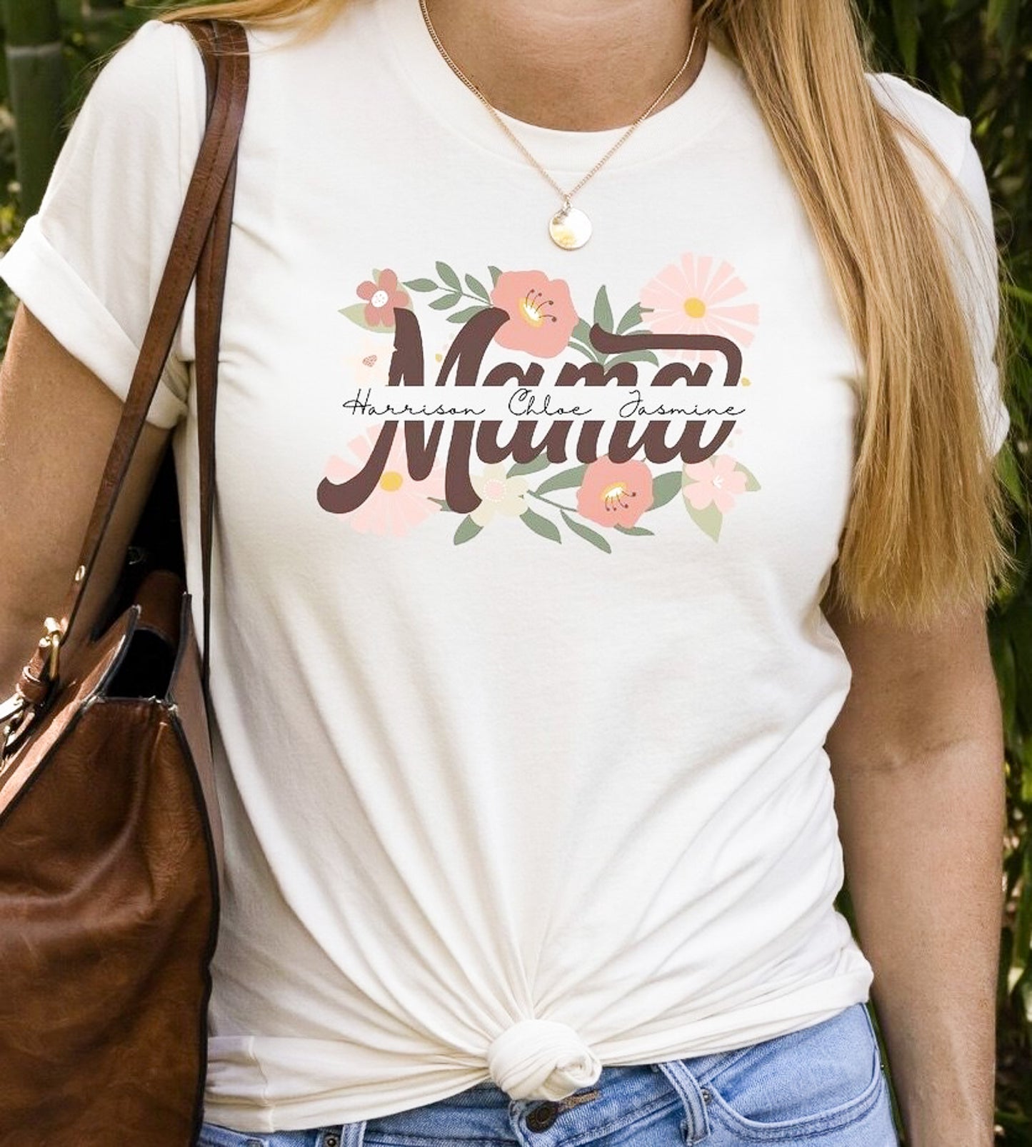 Bella Personalized Boho Floral Mama Tees