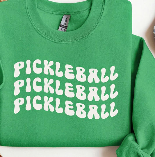 *Pickleball (Wavy Stacked) Crew Sweatshirt