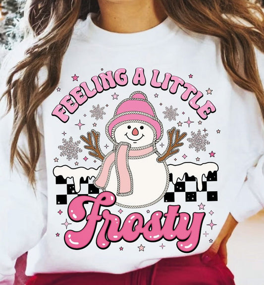Feeling A Little Frosty Snowman With Checkered Background Crew Sweatshirt