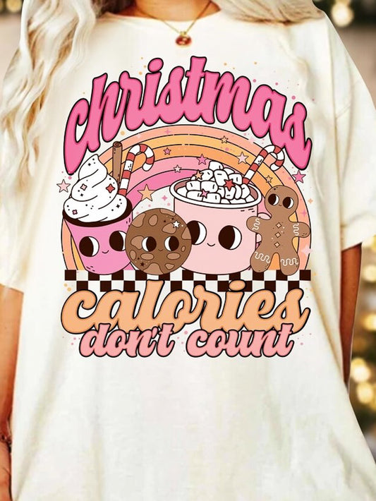 Christmas Calories Don't Count Cartoon Sweets Tee