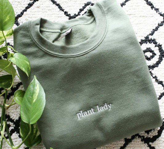 Plant Lady Embroidered Crew Sweatshirt