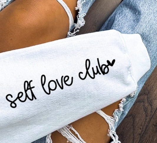 Self Love Club Heart (Sleeve Design) Crew Sweatshirt