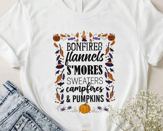 Bonfires Flannels S'mores Sweaters Campfires & Pumpkins Tee