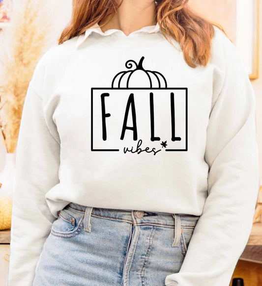 Fall Vibes With Pumpkin T-Shirt or Crew Sweatshirt