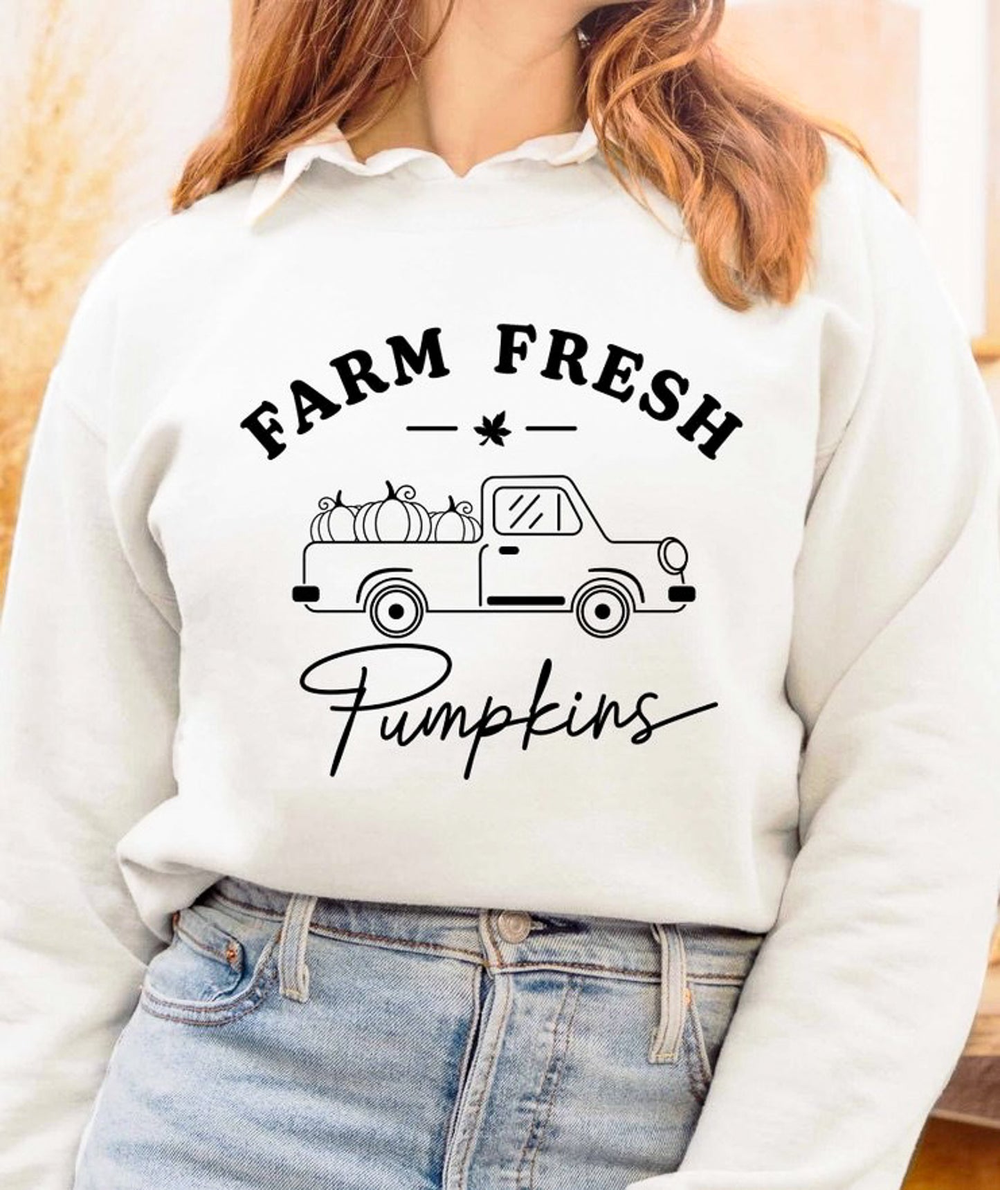 Farm Fresh Pumpkins With Truck Crew Sweatshirt