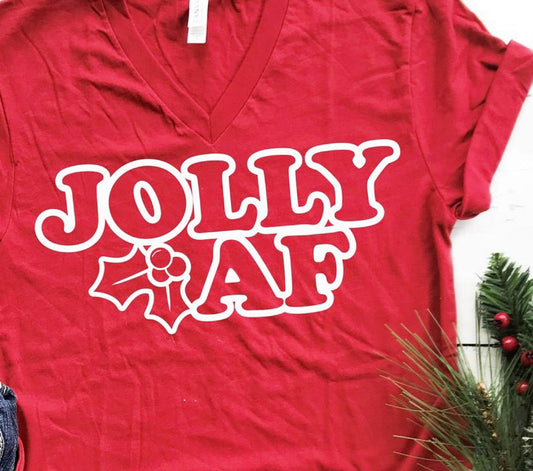 Jolly AF V-Neck Tee