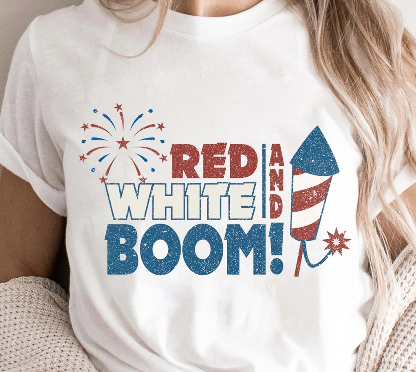 Red White And Boom With Firework Tee
