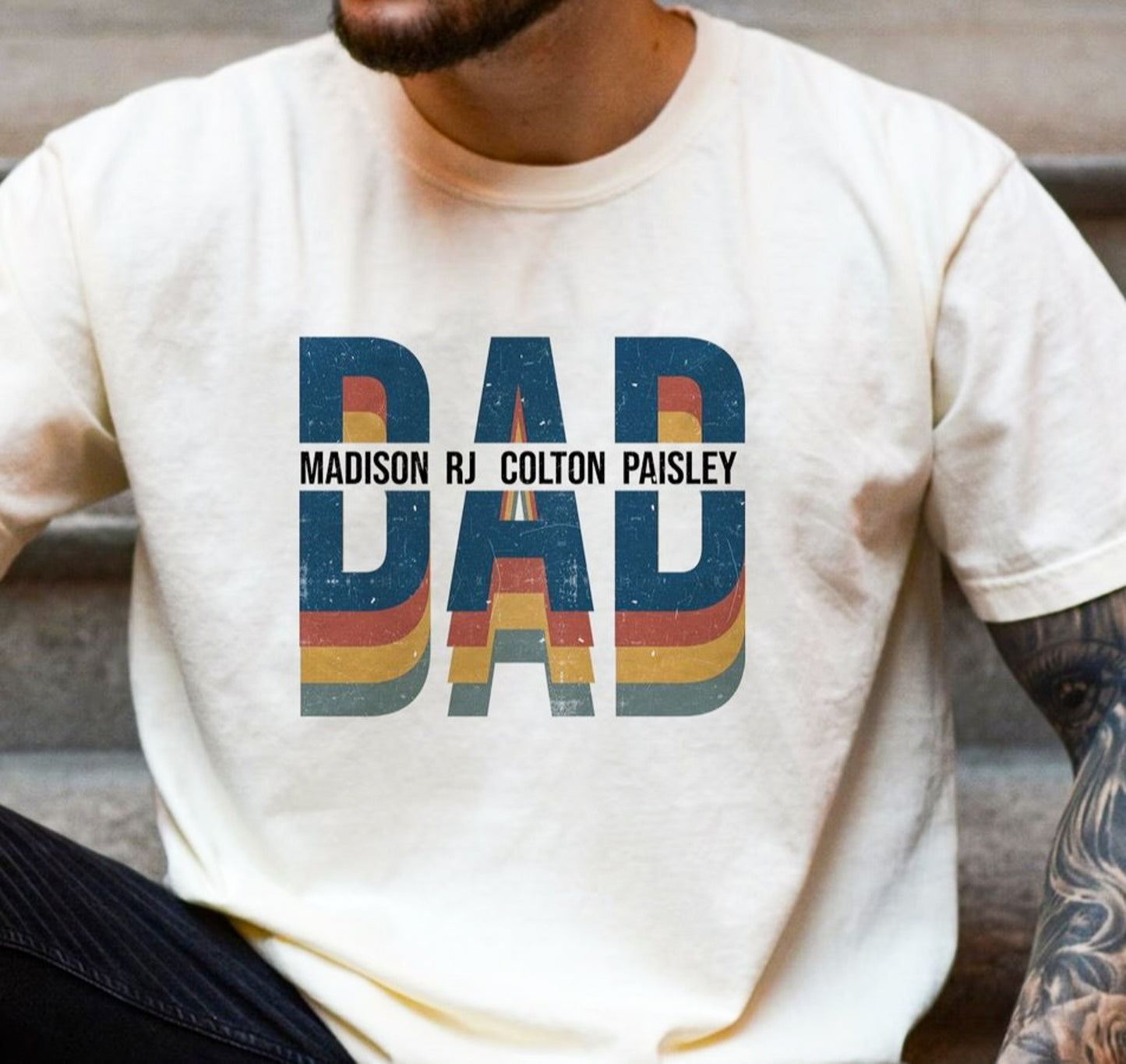 Retro Dad Personalized T-Shirt or Crew Sweatshirt