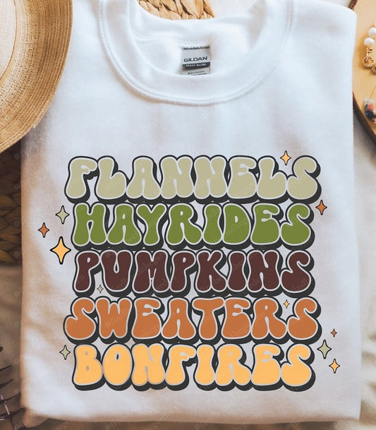 Flannels Hayrides Pumpkins Sweaters Bonfires Crew Sweatshirt