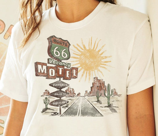 Route 66 Motel With Desert Road Tee