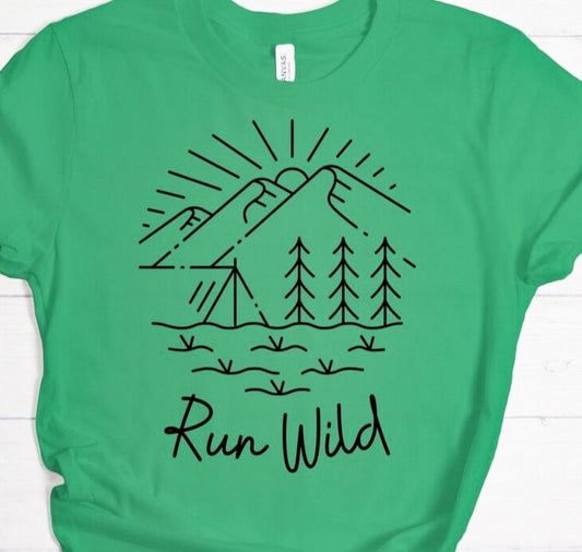 Run Wild Simple Mountain Scene Tee