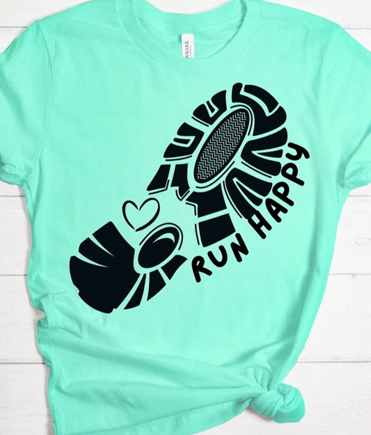Run Happy Shoe Print Tee