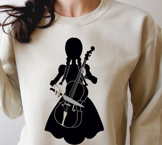 Girl Playing The Cello With A Knife Crew Sweatshirt