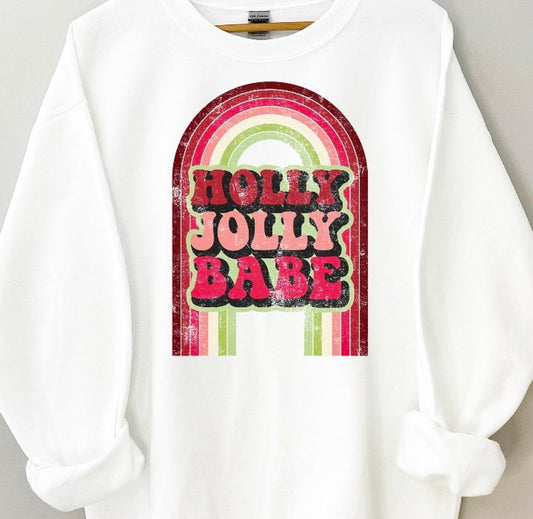 Holly Jolly Babe With Arch Crew Sweatshirt