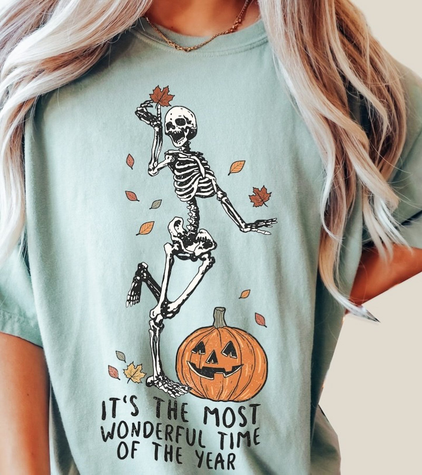 *It's The Most Wonderful Time Of The Year Skeleton & Pumpkin T-Shirt or Crew Sweatshirt