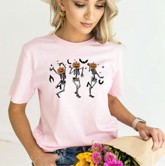 Dancing Skeltons With Jack-O-Lantern Heads Tee