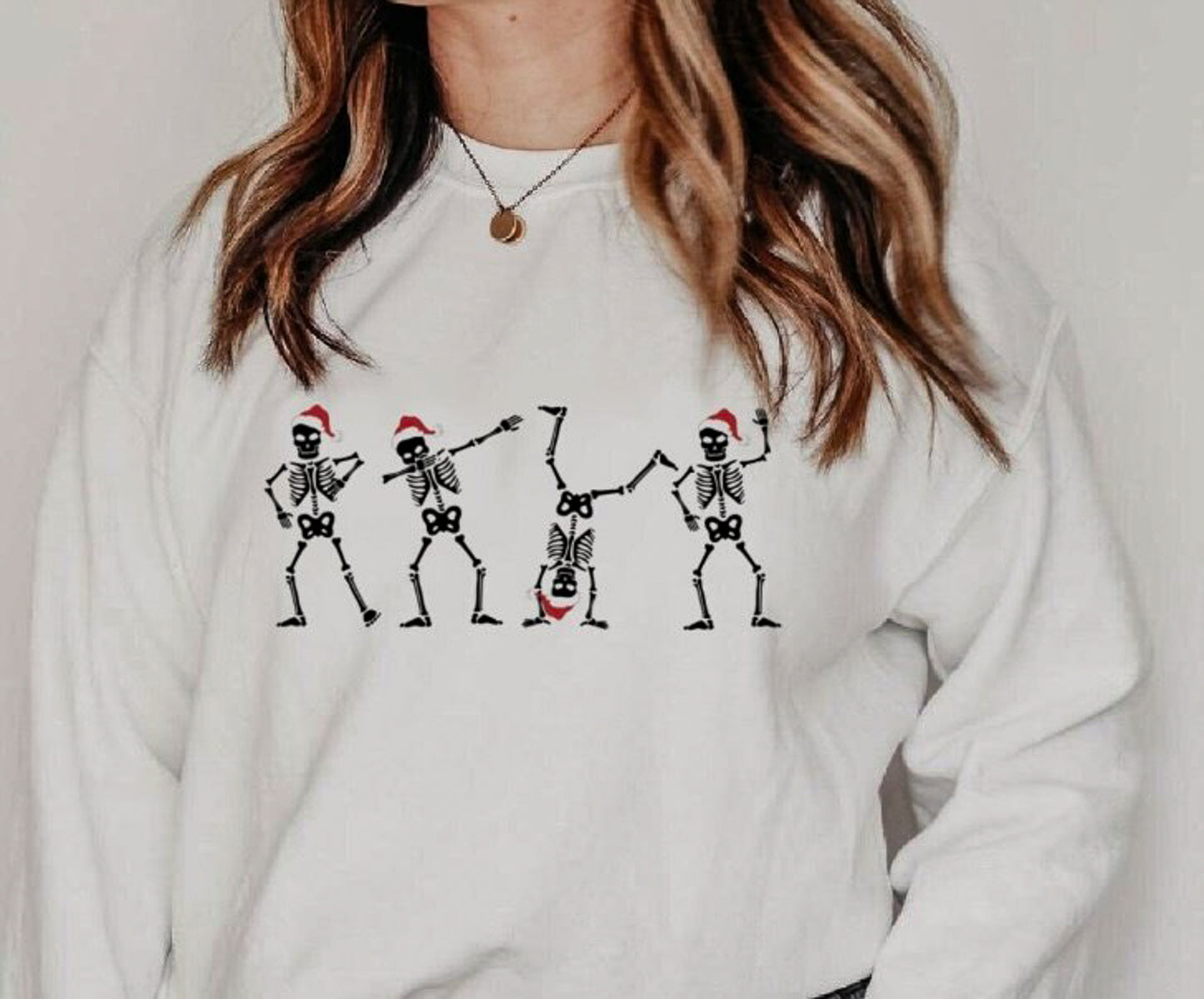 4 Christmas Skeletons Crew Sweatshirt