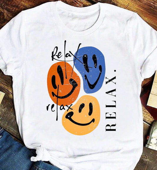 Relax 3 Smiley Faces Tee