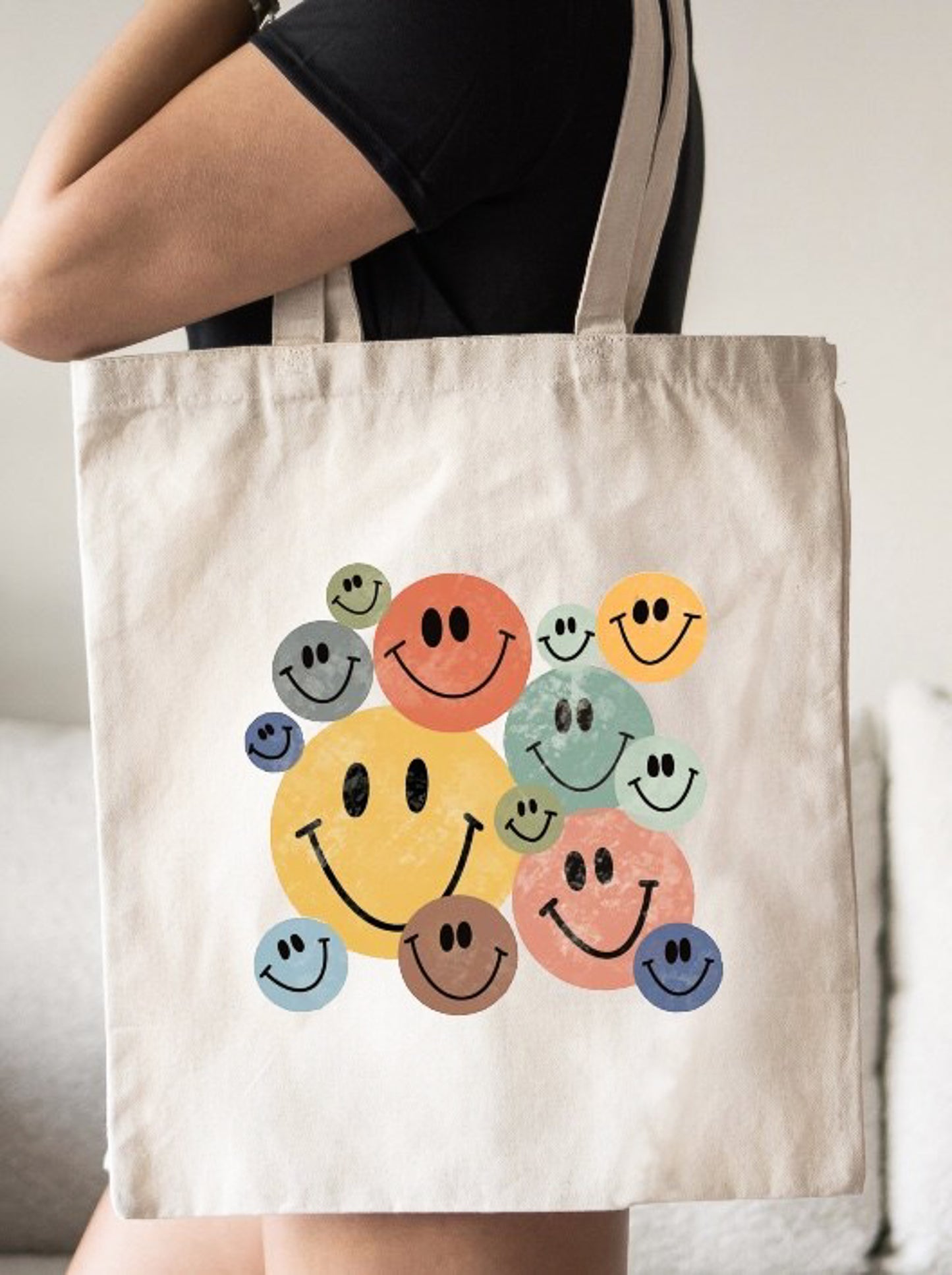 Retro Smiley Faces Tote Bag