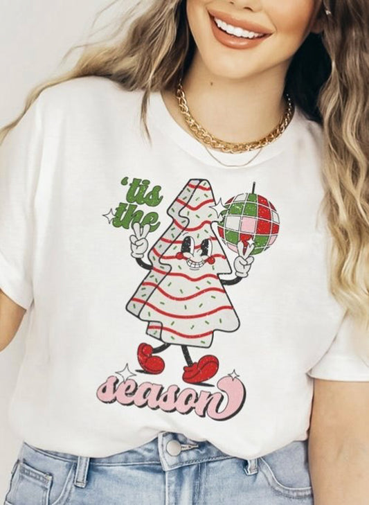 Tis The Season Christmas Tree Cake Tee