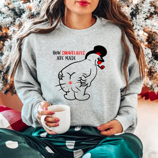 How Snowflakes Are Made Snowman Crew Sweatshirt