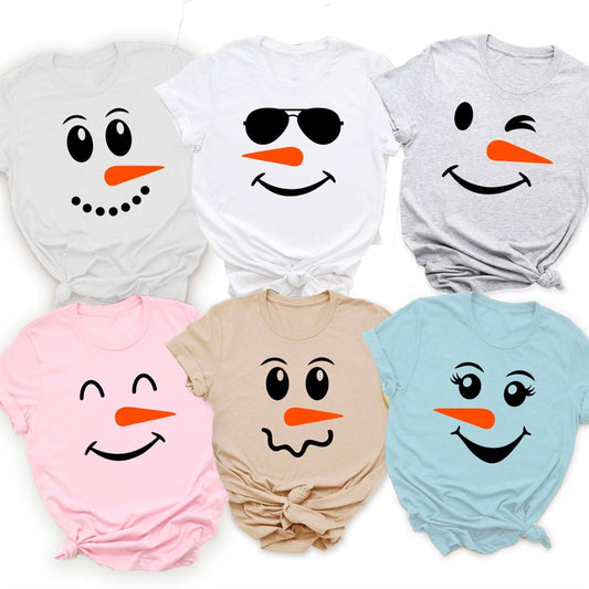 Adorable Snowman Face Tees | Youth & Adult