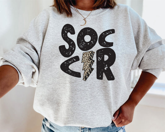 Soccer with Cheetah Lightning Bolt Crew Sweatshirt (Rigby Soccer)