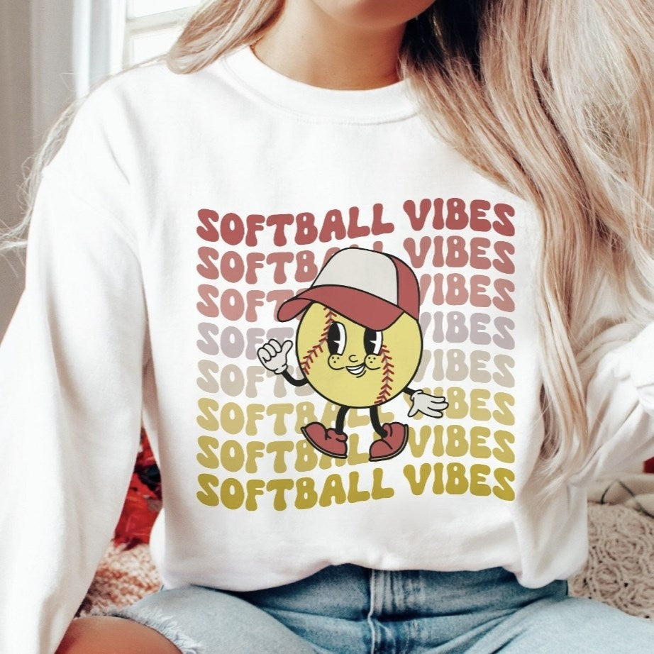 Softball Vibes (Stacked) Crew Sweatshirt