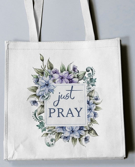 Just Pray Floral Tote Bag