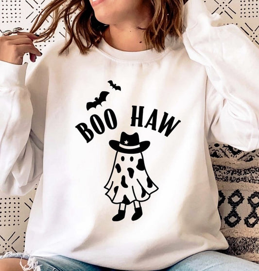 Boo Haw Cowgirl Ghost Crew Sweatshirt