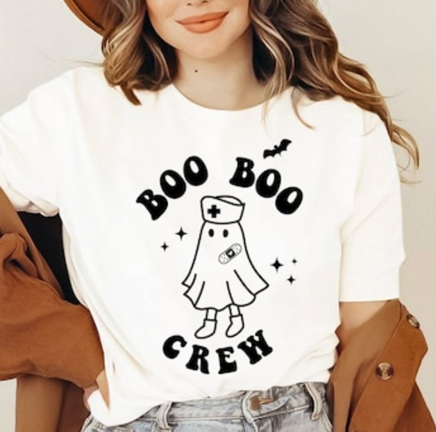 Boo Boo Crew Ghost With Bandaid Tee