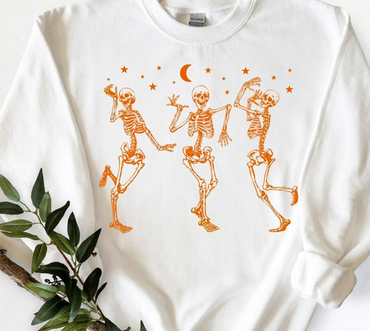 3 Skeletons Dancing In The Moonlight Crew Sweatshirt