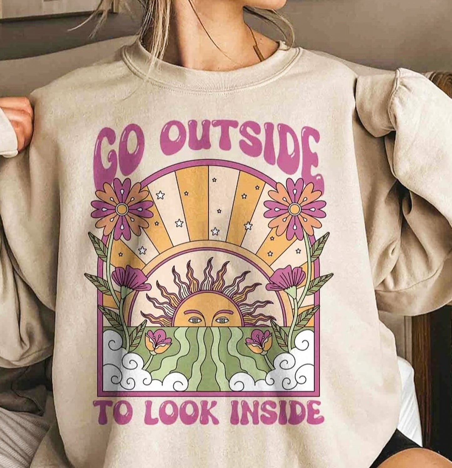Go Outside To Look Inside Crew Sweatshirt