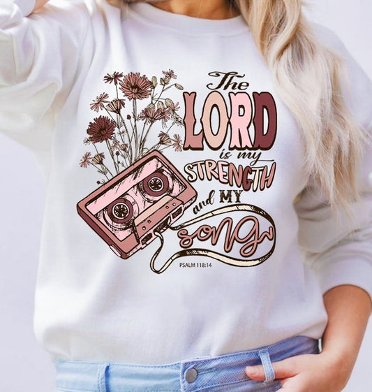 The Lord is My Strength And My Song Psalm 118:14 Crew Sweatshirt