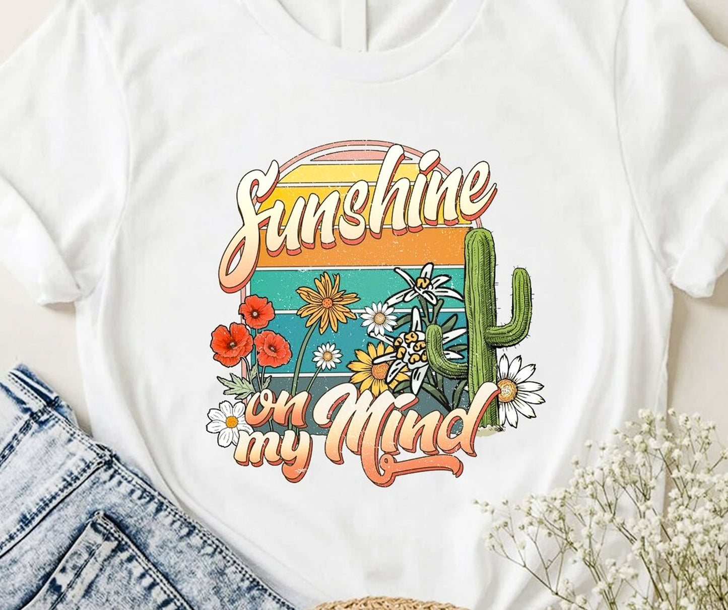 Sunshine On My Mind Flowers & Cactus Tee