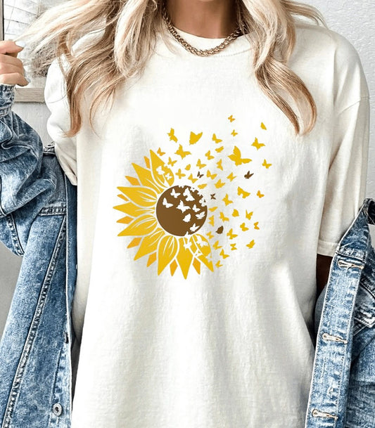 Sunflower With Butterflies Tee