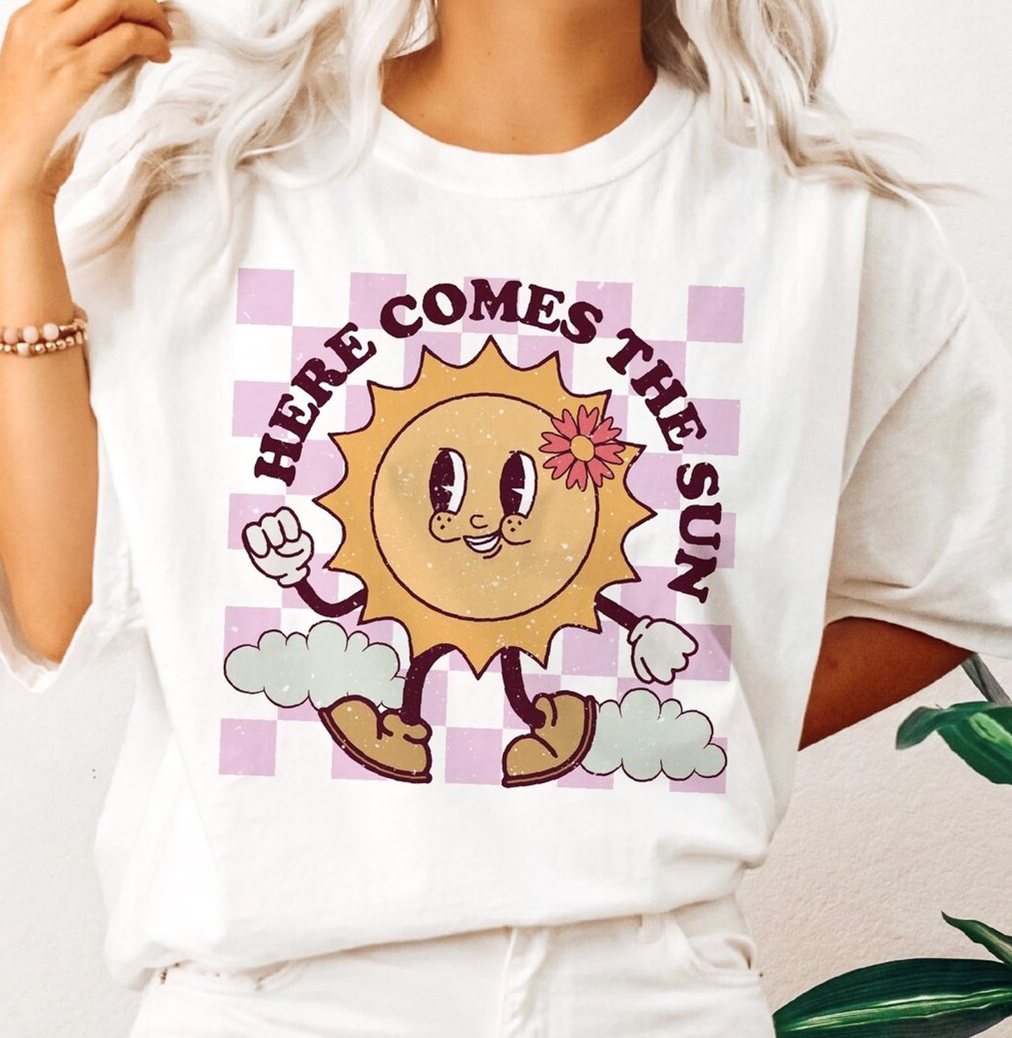 Here Comes The Sun Retro Cartoon Tee