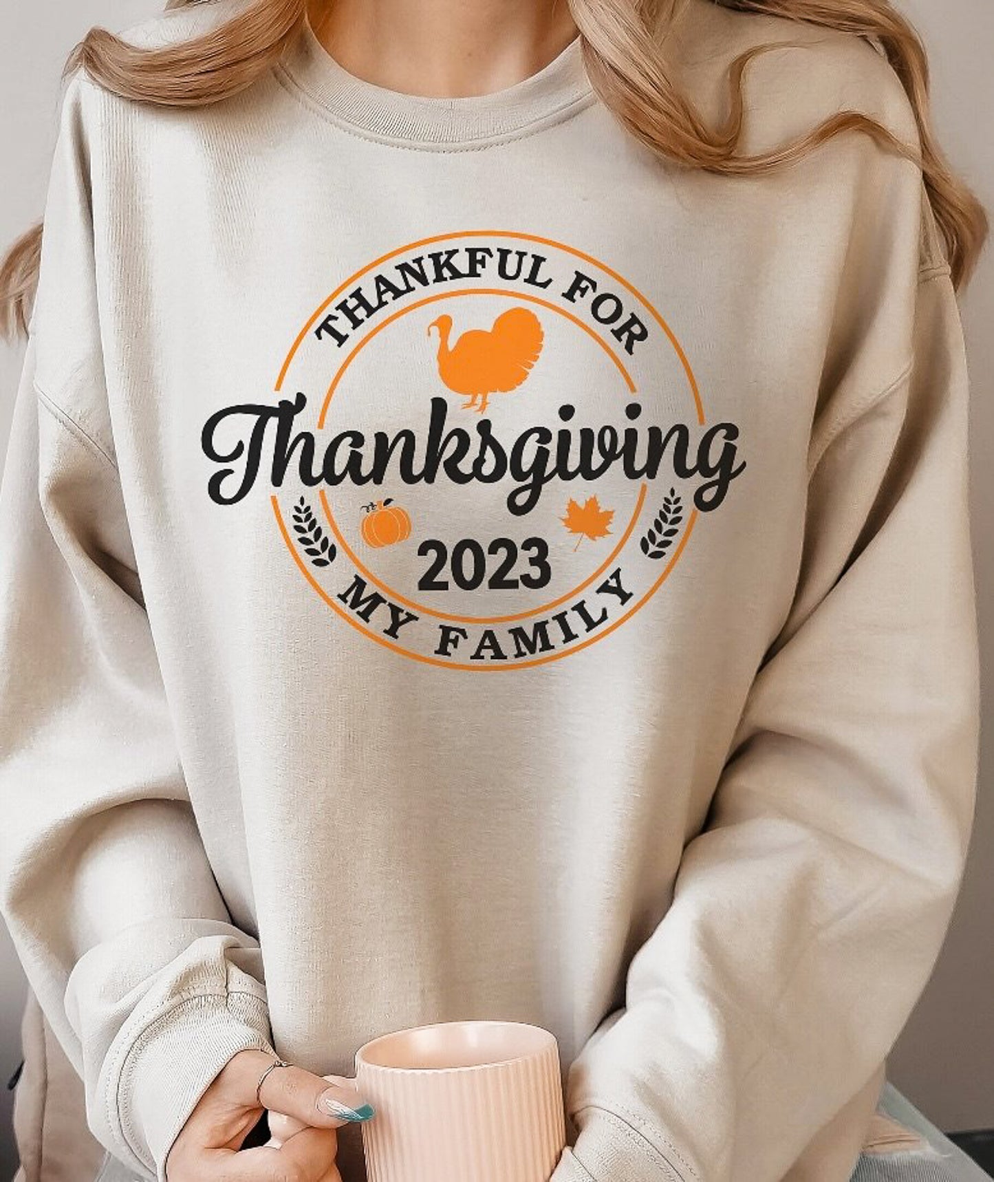 Thanksgiving 2023 Thankful For My Family Crew Sweatshirt