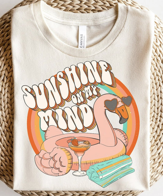 Sunshine On My Mind Flamingo Pool Floatie T-Shirt or Crew Sweatshirt