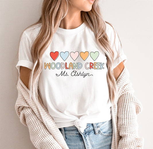 Personalized Colorful Elementary Teacher Tees