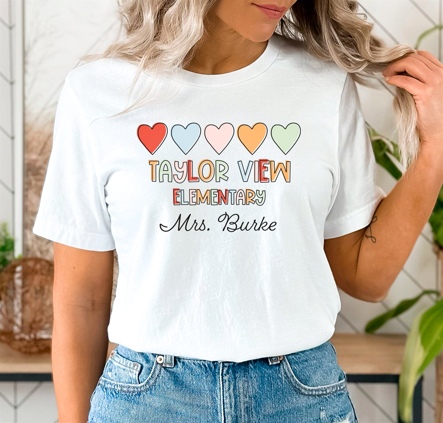 Personalized Colorful Elementary Teacher Tees