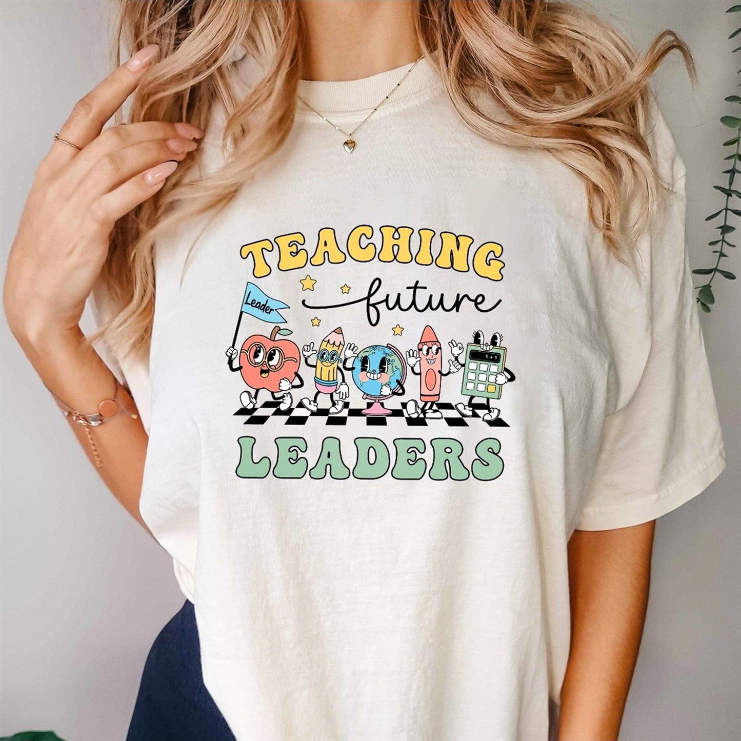 Teaching Future Leaders Cartoon School Things T-Shirt or Crew Sweatshirt