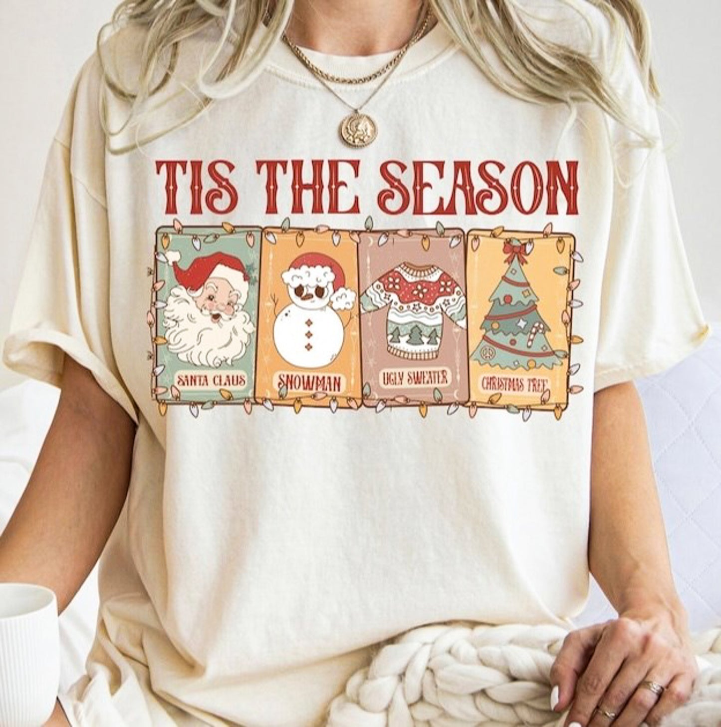 Tis The Season Santa Claus Snowman Ugly Sweater Christmas Tree Tee